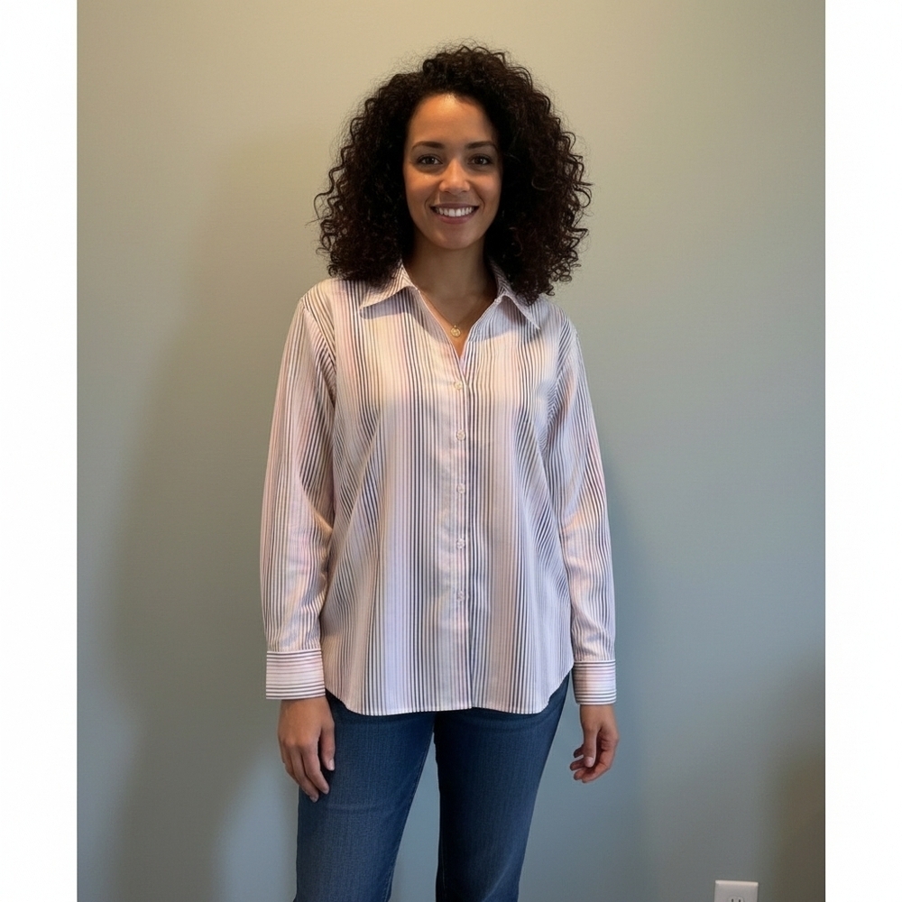 Gold Label Investments Striped Button Down Shirt 18W Non-Iron Cotton